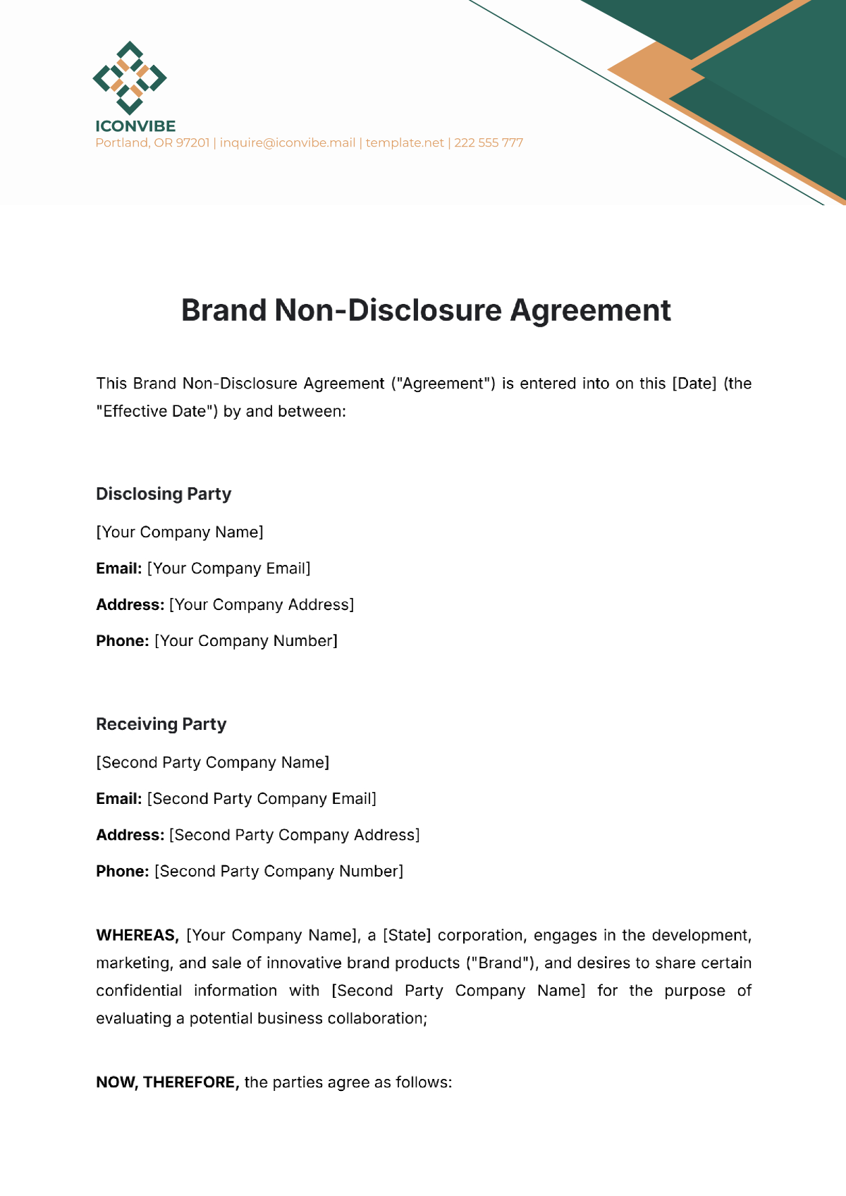 Free Brand Non-Disclosure Agreement Template