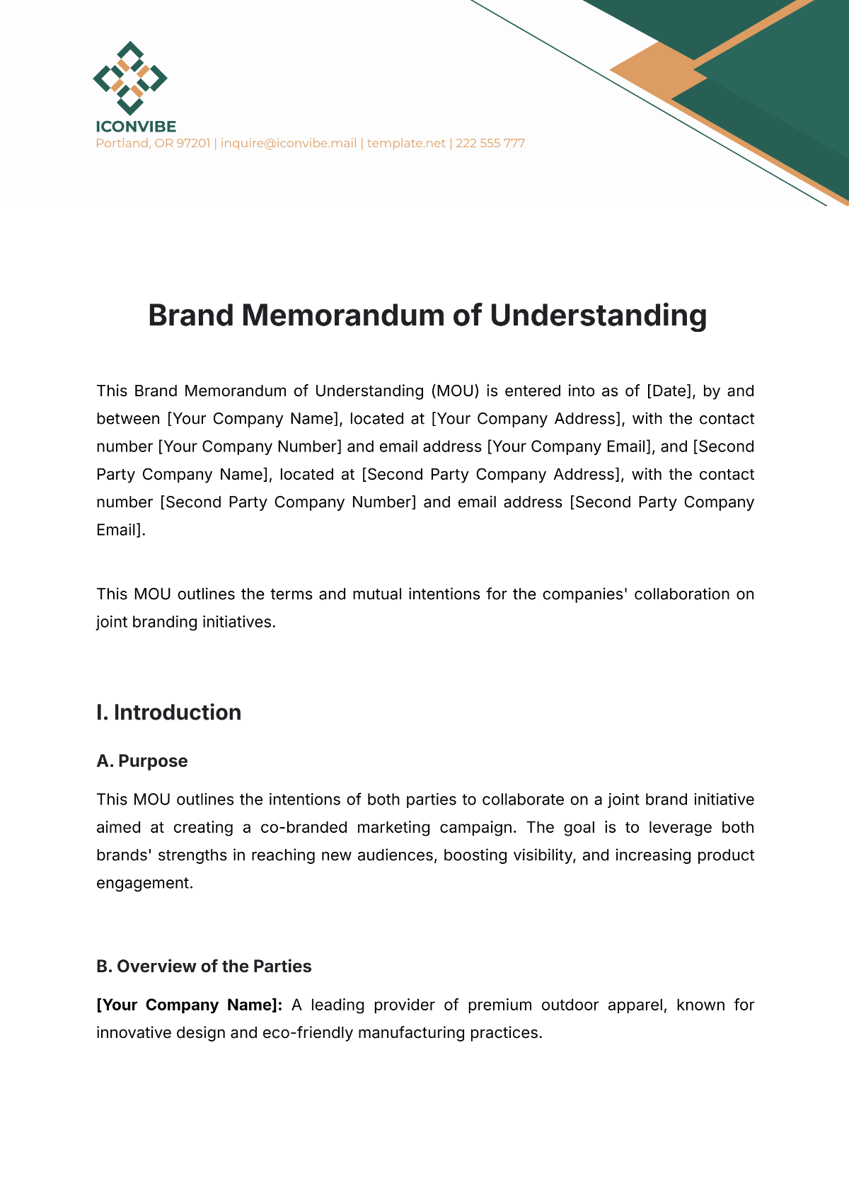 Brand Memorandum of Understanding Template - Edit Online & Download