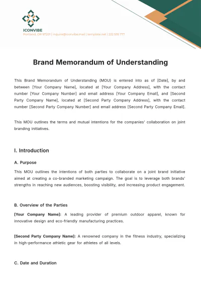 Free Brand Memorandum of Understanding Template to Edit Online