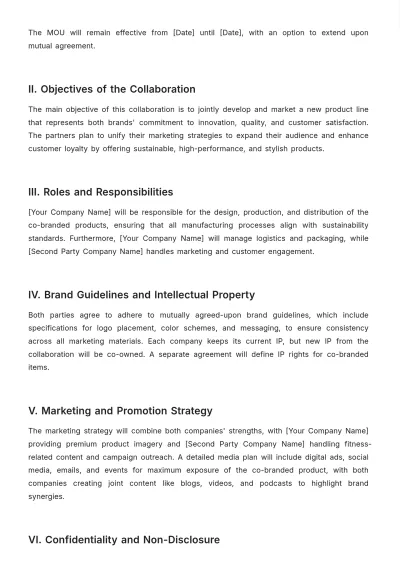 Free Brand Memorandum of Understanding Template to Edit Online
