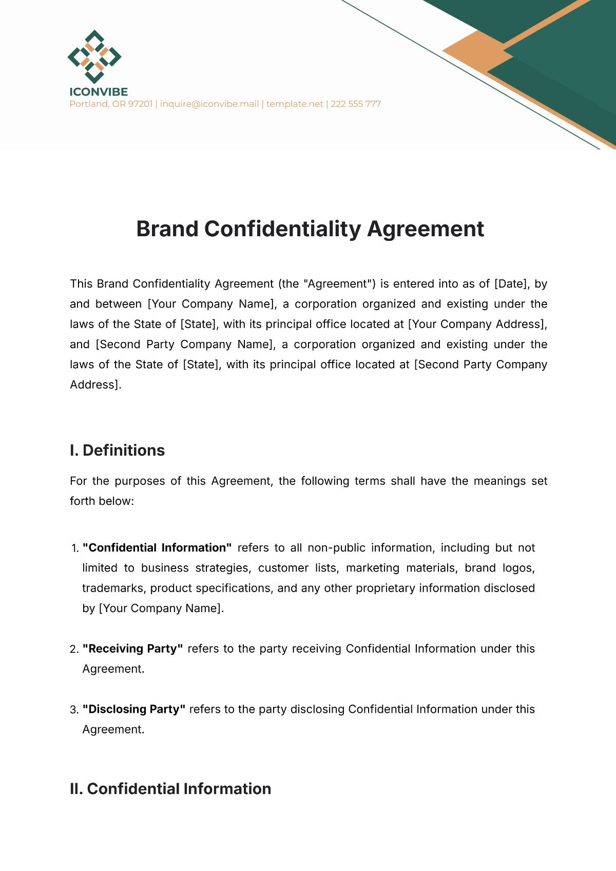 Free Brand Confidentiality Agreement Template