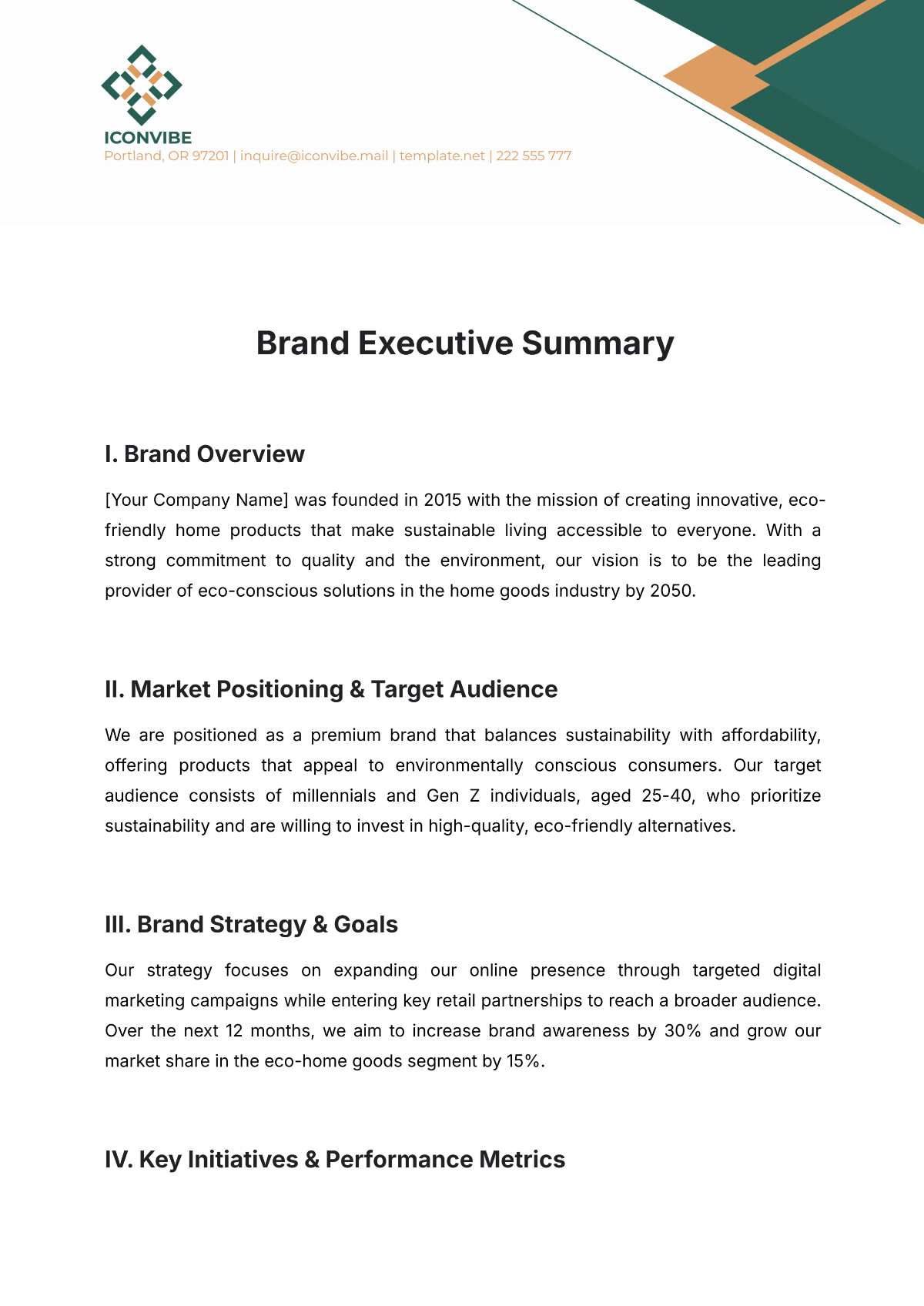 Free Brand Executive Summary Template