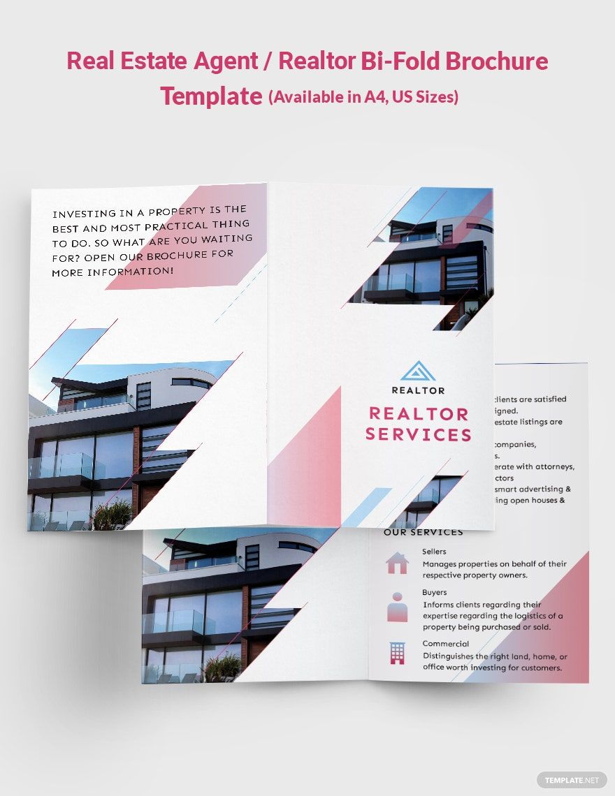 Real Estate Agent/Realtor Bi-Fold Brochure Template in Word, Google Docs, Illustrator, PSD, Apple Pages, Publisher, InDesign