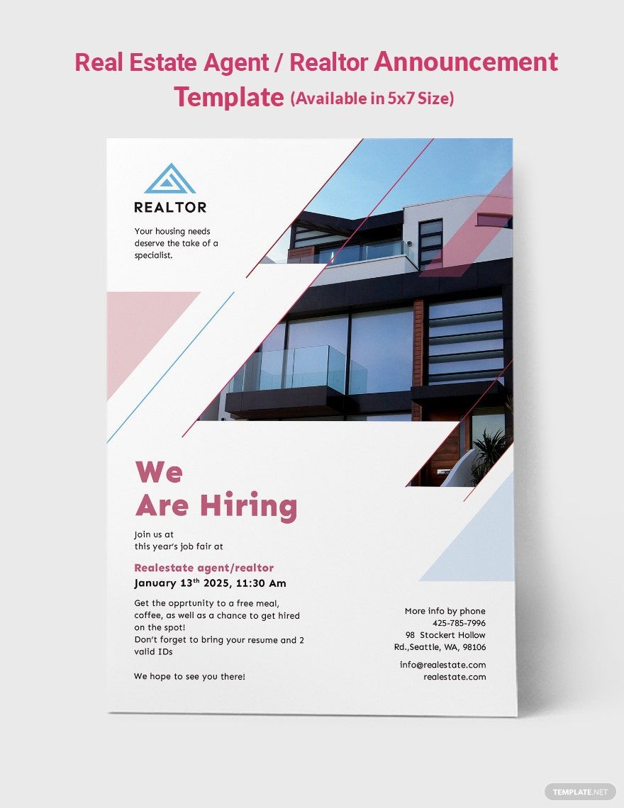 Real Estate Agent/Realtor Announcement Template