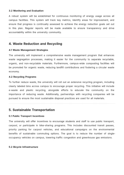 Free University Sustainability Action Plan Template to Edit Online