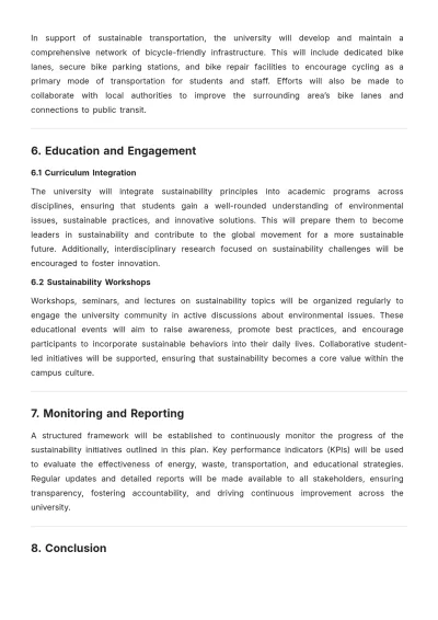 Free University Sustainability Action Plan Template to Edit Online