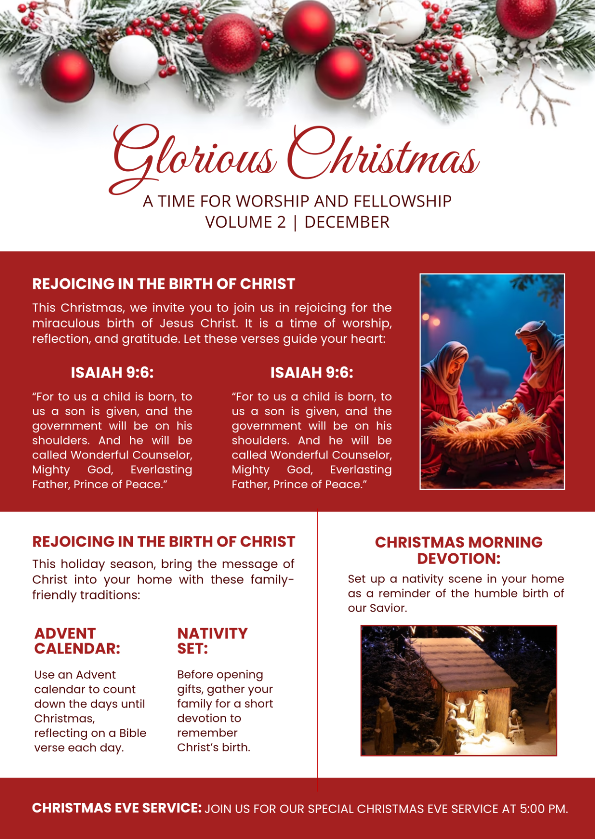 Free Church Christmas Newsletter Template - Edit Online & Download