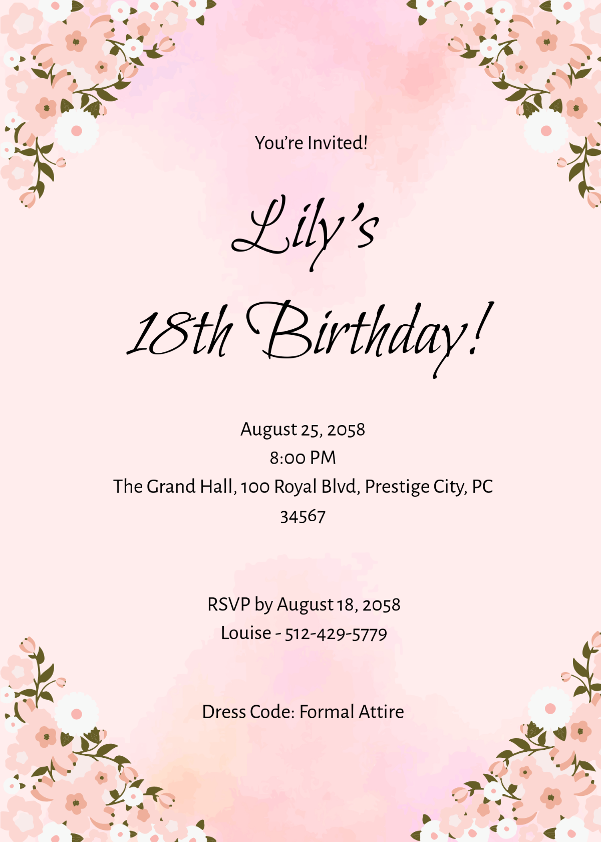 Free 18th Birthday Invitation Template - Edit Online & Download