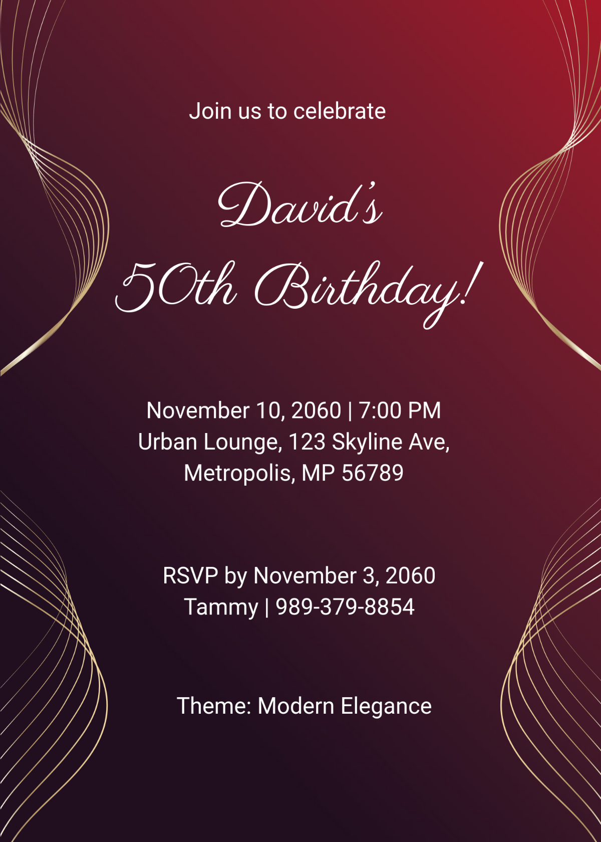 Free Modern 50th Birthday Invitation Template - Edit Online & Download