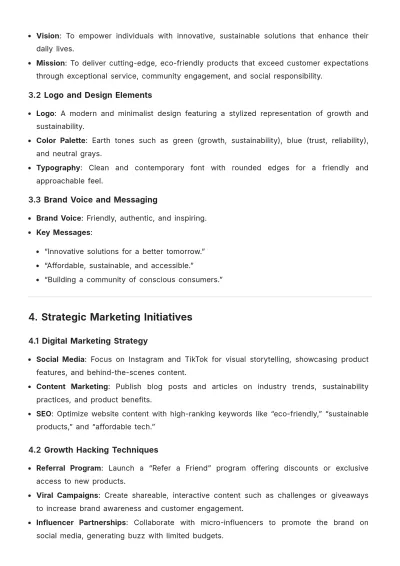 Free Brand Action Plan for Startups Template to Edit Online