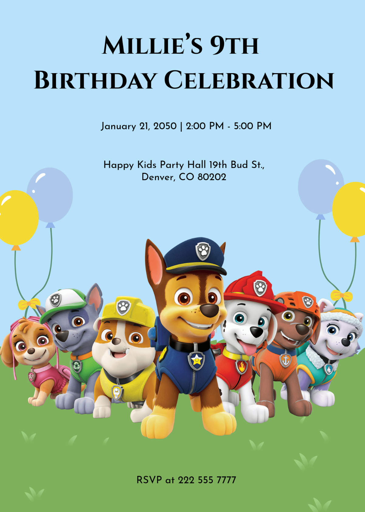 Free Paw Patrol Birthday Party Invitation Template