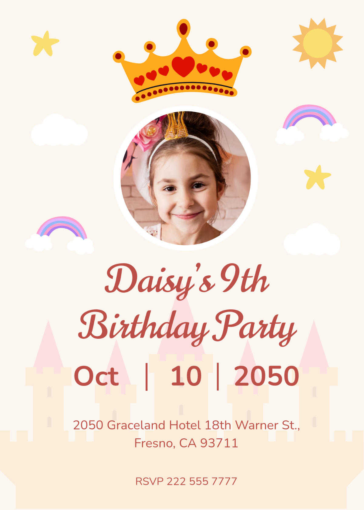 Free Princess Birthday Invitation Template - Edit Online & Download