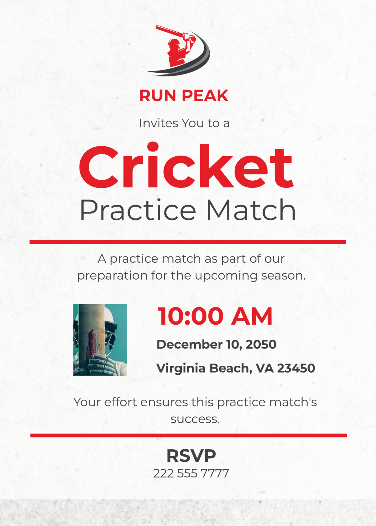 Free Cricket Invitation Template