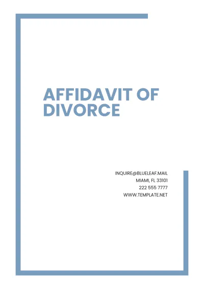 Free Affidavit of Divorce Template to Edit Online