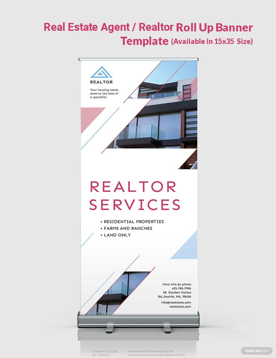 Real Estate Agent/Realtor Roll Up Banner Template in Illustrator, PSD, InDesign
