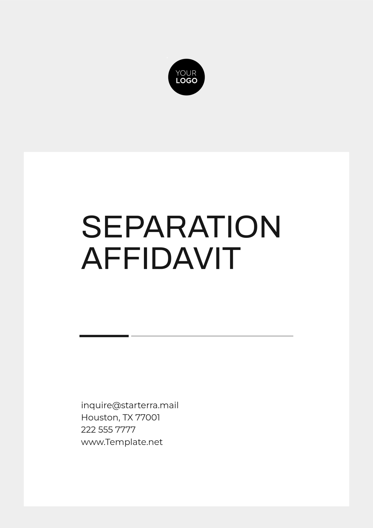 Sample Separation Affidavit Template - Edit Online & Download