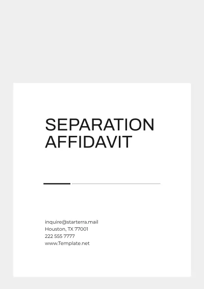 Free Sample Separation Affidavit Template to Edit Online