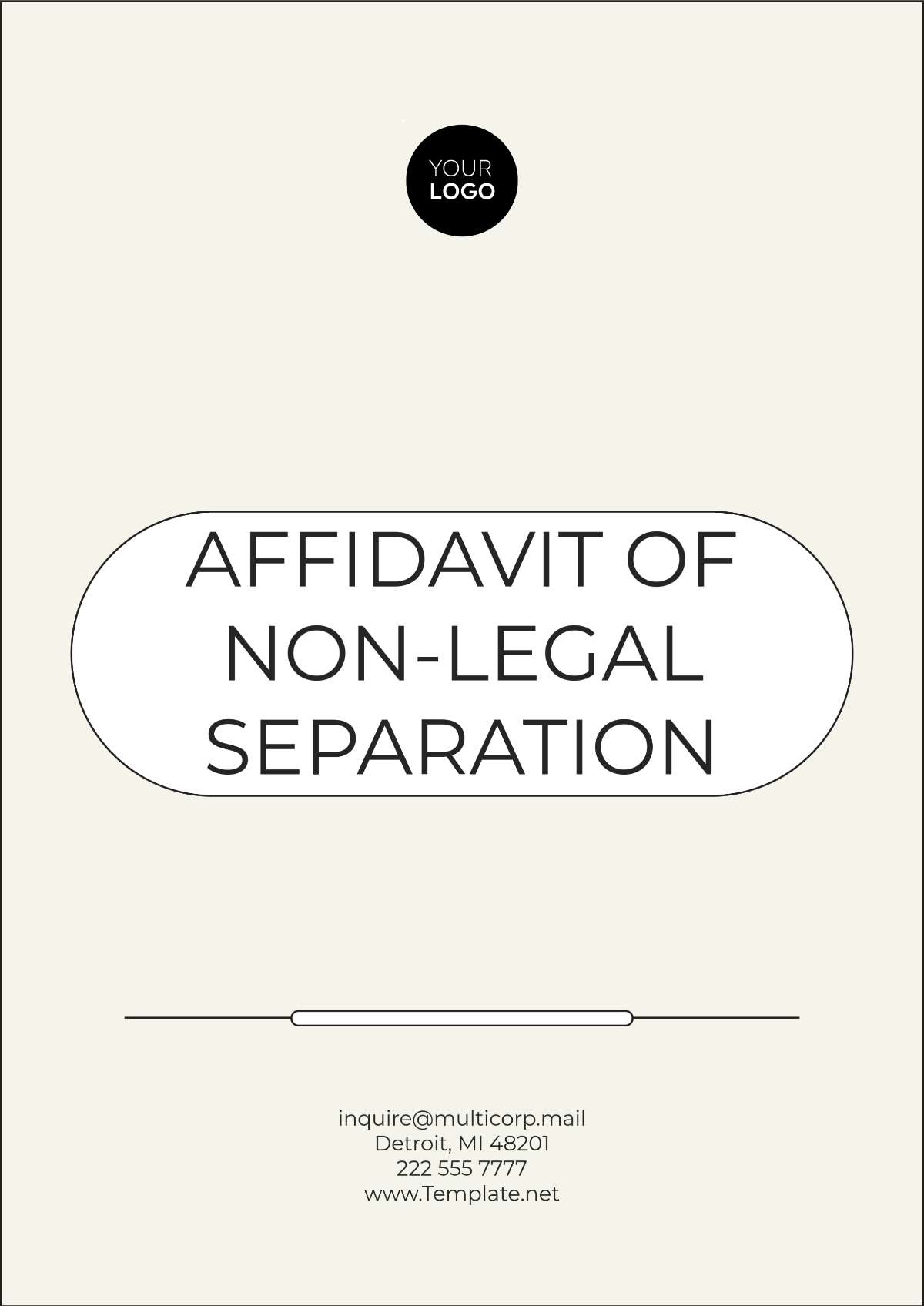 Affidavit of Non-Legal Separation Template - Edit Online & Download