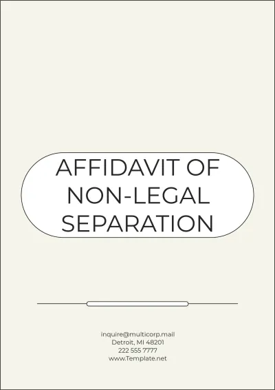 Free Affidavit of Non-Legal Separation Template to Edit Online