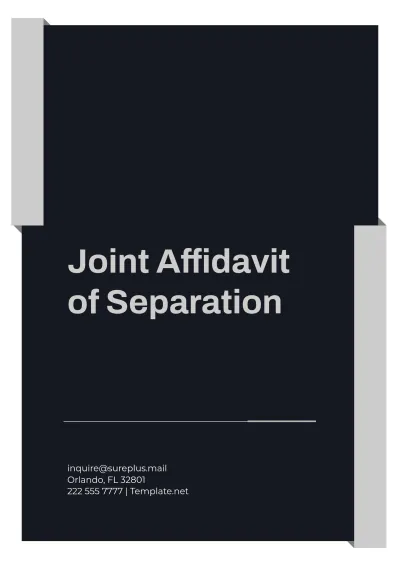 Free Professional Joint Affidavit of Separation Template to Edit Online