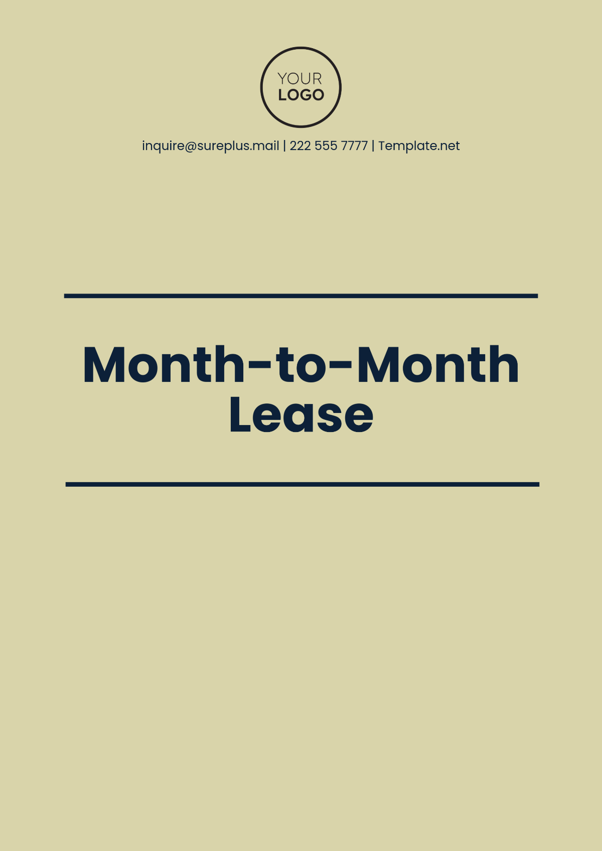 Month-to-Month Lease Template - Edit Online & Download