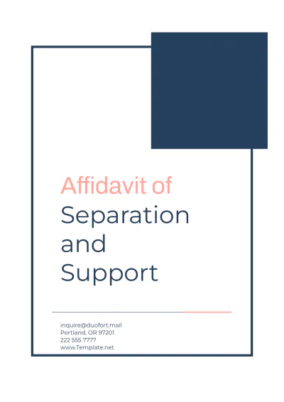 Free Affidavit of Separation and Support Design Template to Edit Online
