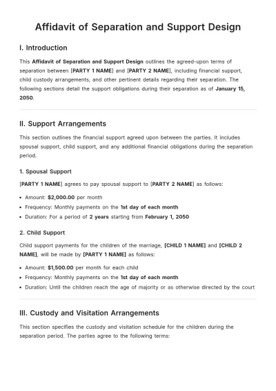 Free Affidavit of Separation and Support Design Template to Edit Online