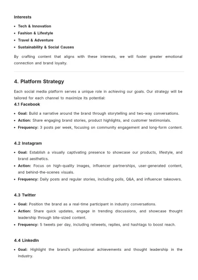 Free Social Media Brand Action Plan Template to Edit Online