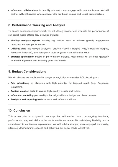 Free Social Media Brand Action Plan Template to Edit Online