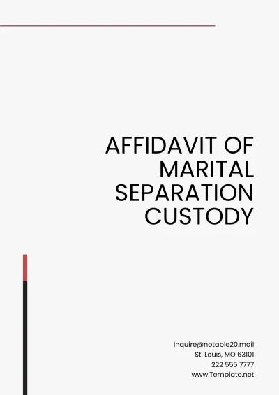 Free Affidavit of Marital Separation Custody Template to Edit Online