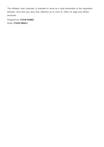 Free Notarized Separation Affidavit Template to Edit Online