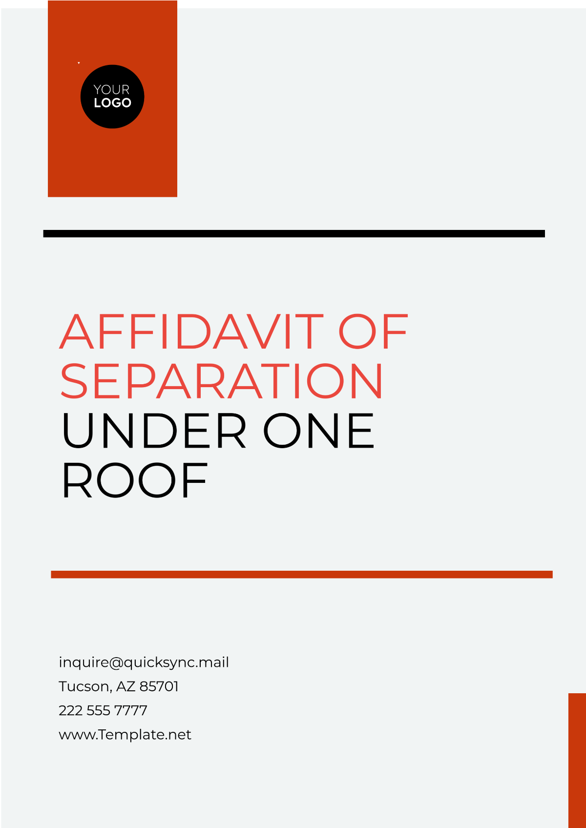 Affidavit of Separation Under One Roof Template - Edit Online & Download