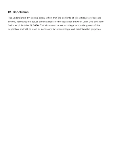 Free De Facto Separation Affidavit Template to Edit Online