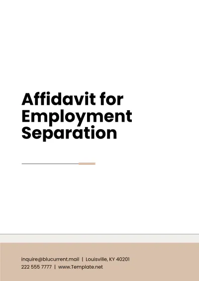 Free Affidavit for Employment Separation Format Template to Edit Online