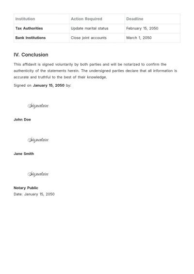 Free Notary Affidavit of Separation Layout Template to Edit Online