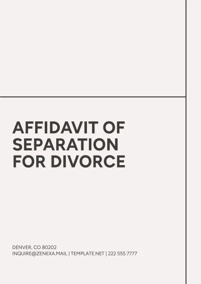 Free Affidavit of Separation for Divorce Template to Edit Online