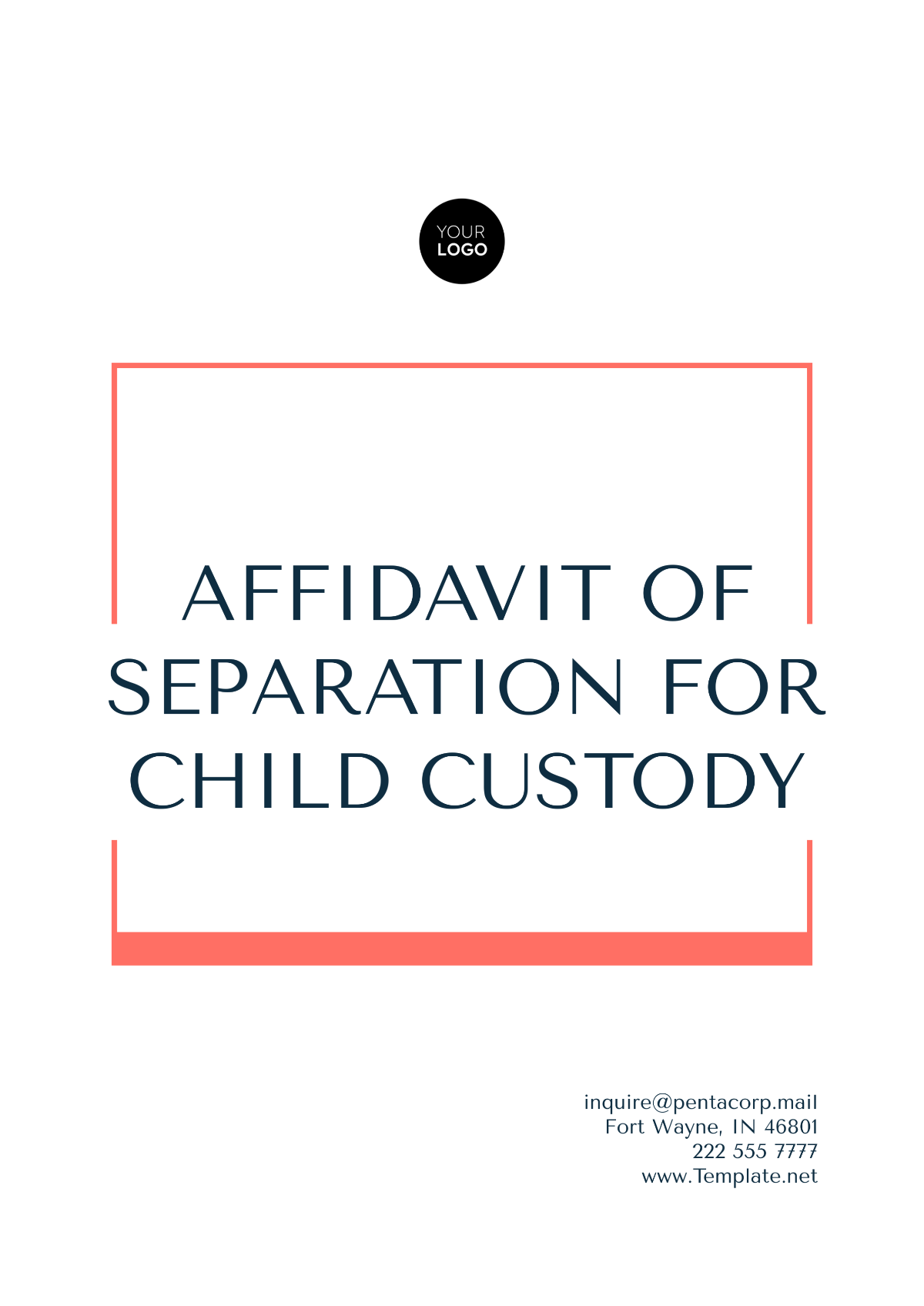 Affidavit of Separation for Child Custody Template - Edit Online & Download