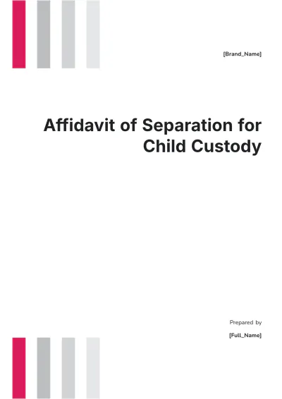 Free Affidavit of Separation for Child Custody Template to Edit Online