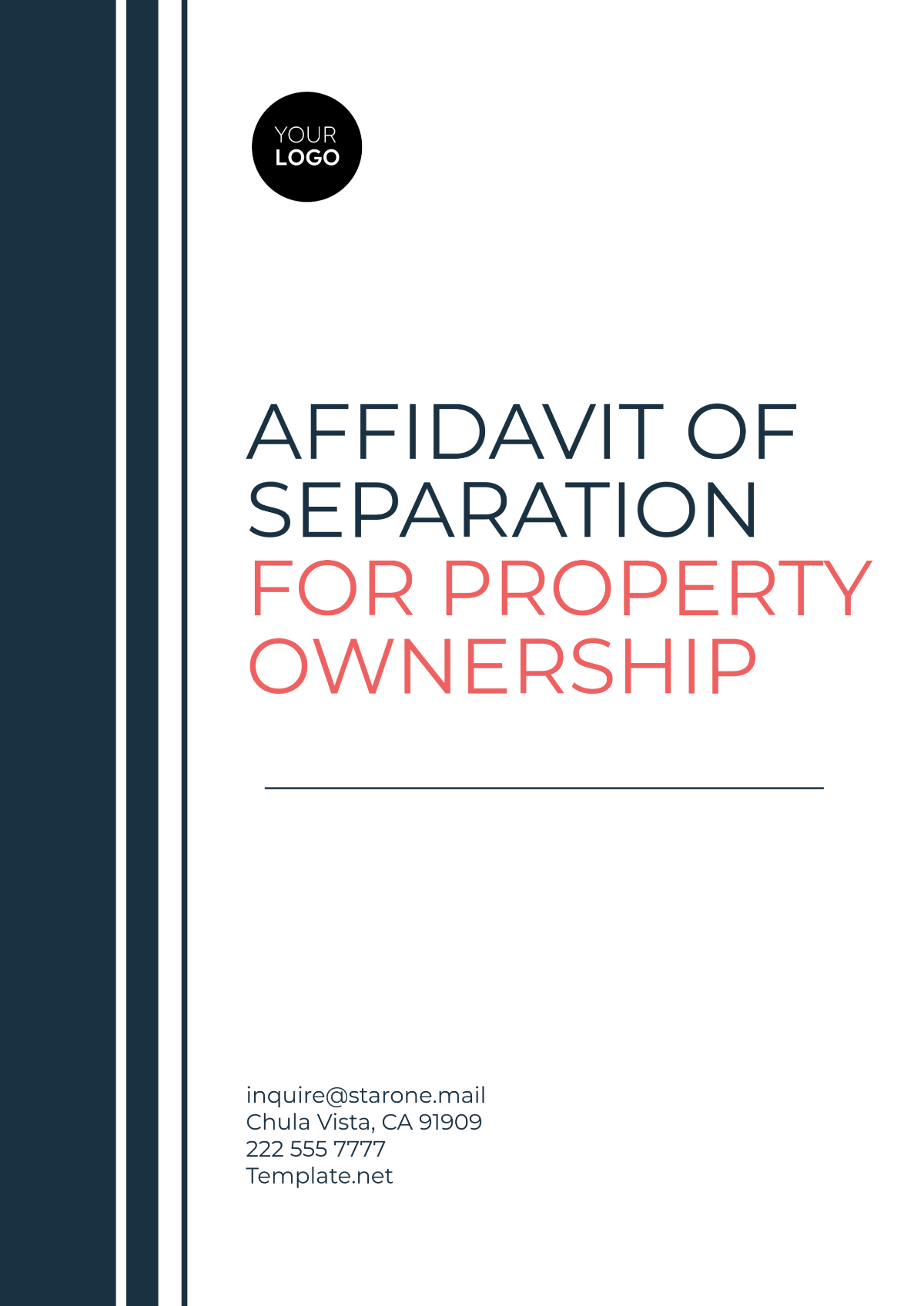 Affidavit of Separation for Property Ownership Template - Edit Online & Download