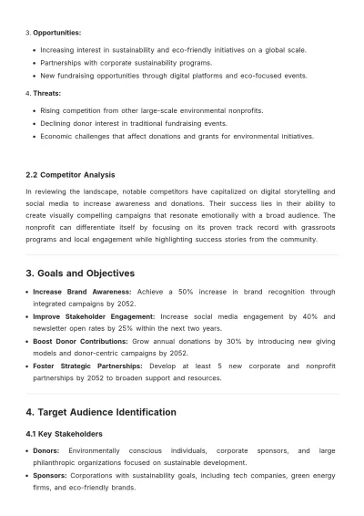 Free Brand Action Plan for Nonprofits Template to Edit Online