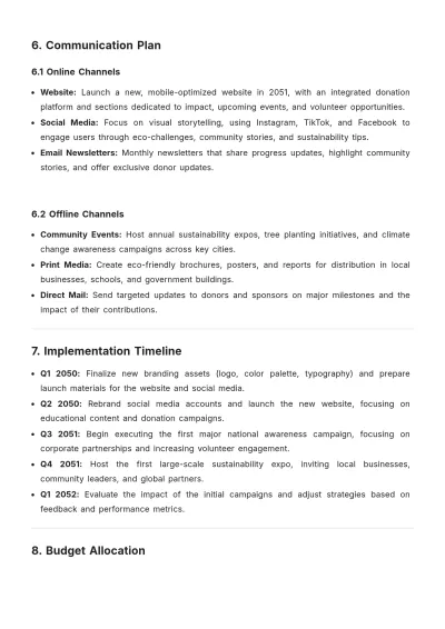 Free Brand Action Plan for Nonprofits Template to Edit Online