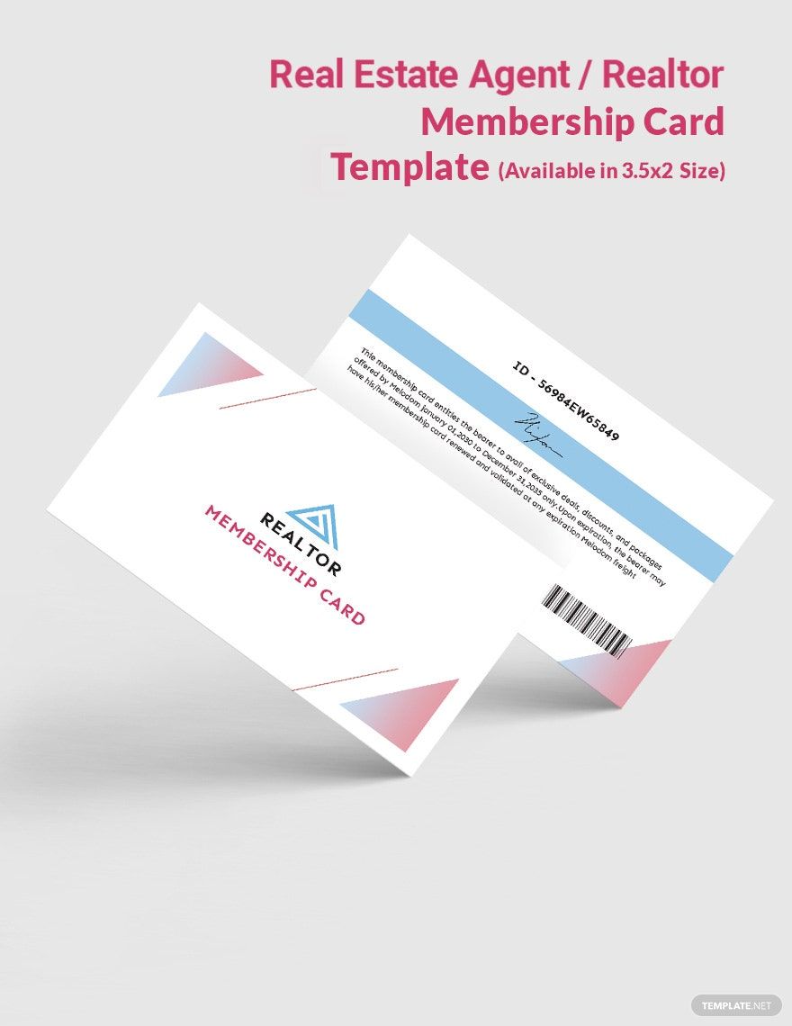Real Estate Agent/Realtor Membership Card Template