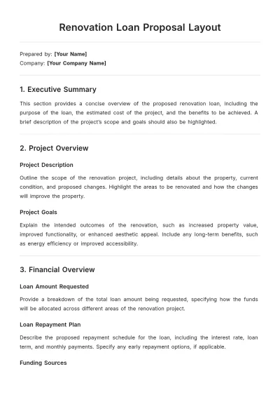 Free Renovation Loan Proposal Layout Template to Edit Online