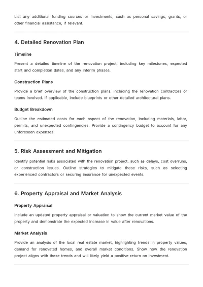 Free Renovation Loan Proposal Layout Template to Edit Online