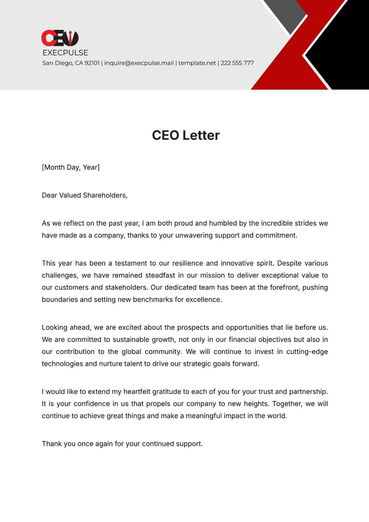 Free CEO Letter Template - Edit Online & Download | Template.net