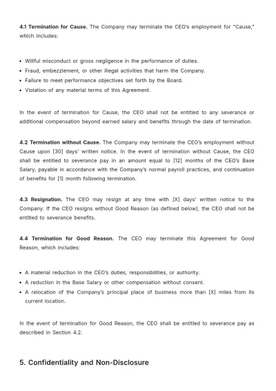 Free CEO Agreement Template to Edit Online
