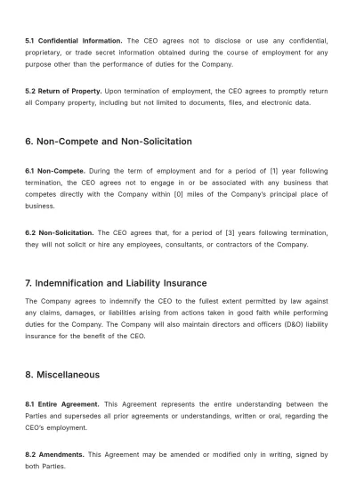 Free CEO Agreement Template to Edit Online