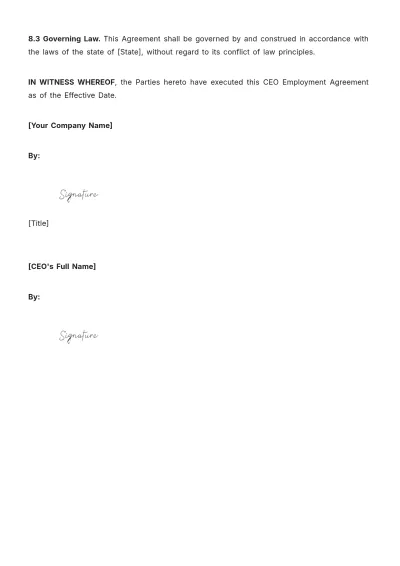 Free CEO Agreement Template to Edit Online