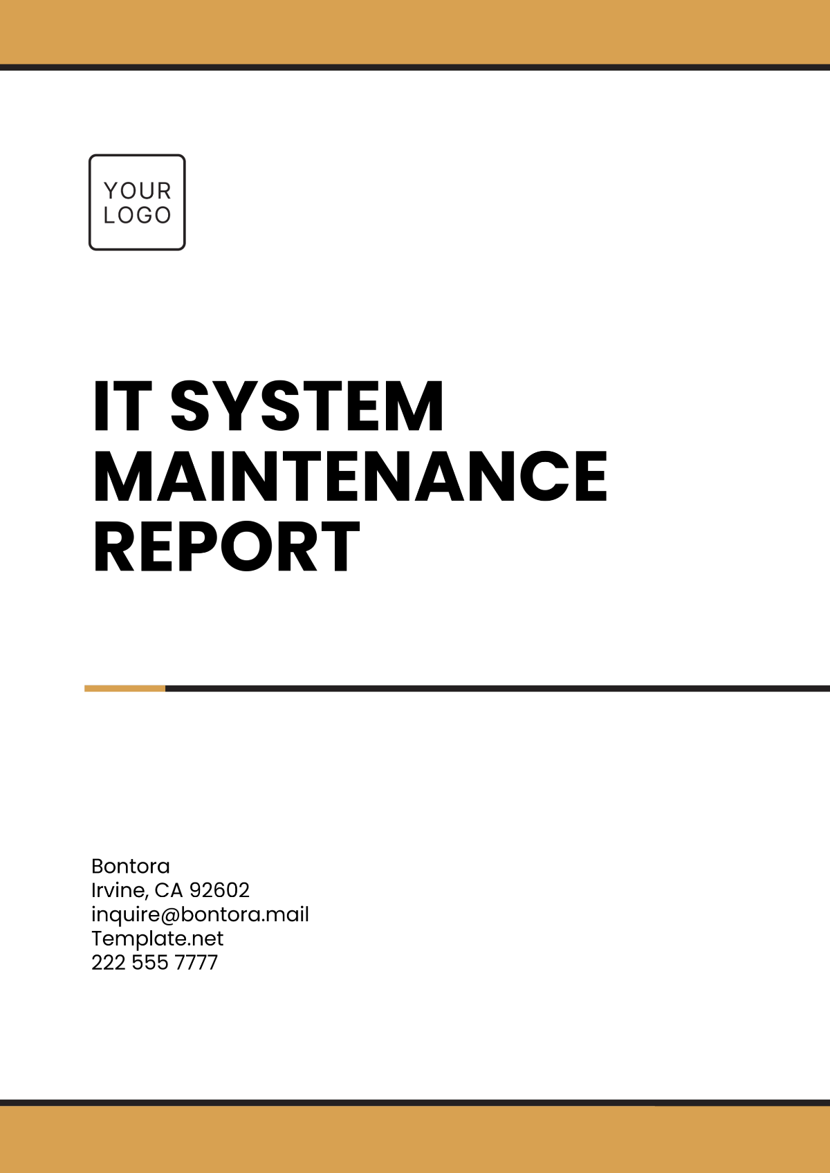 IT System Maintenance Report Template - Edit Online & Download