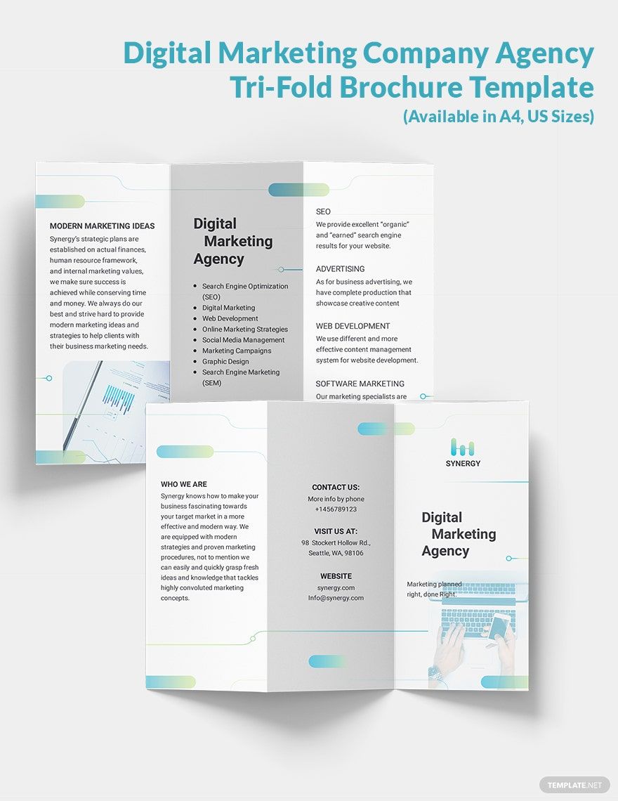 Digital Marketing Company Agency Tri-Fold Brochure Template